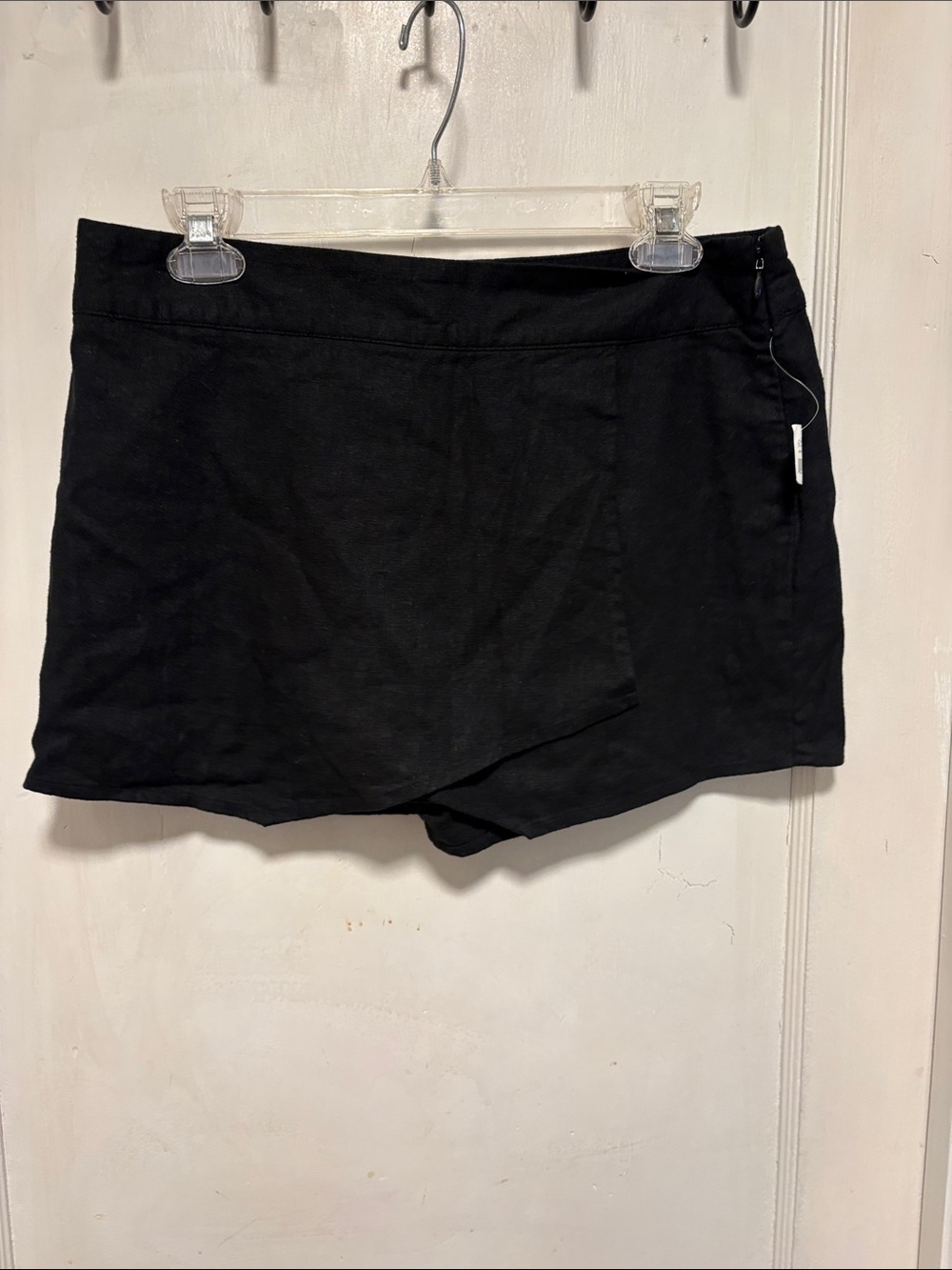 GAP Linen Blend Black Wrap-Front Skort Short 6 Brand New